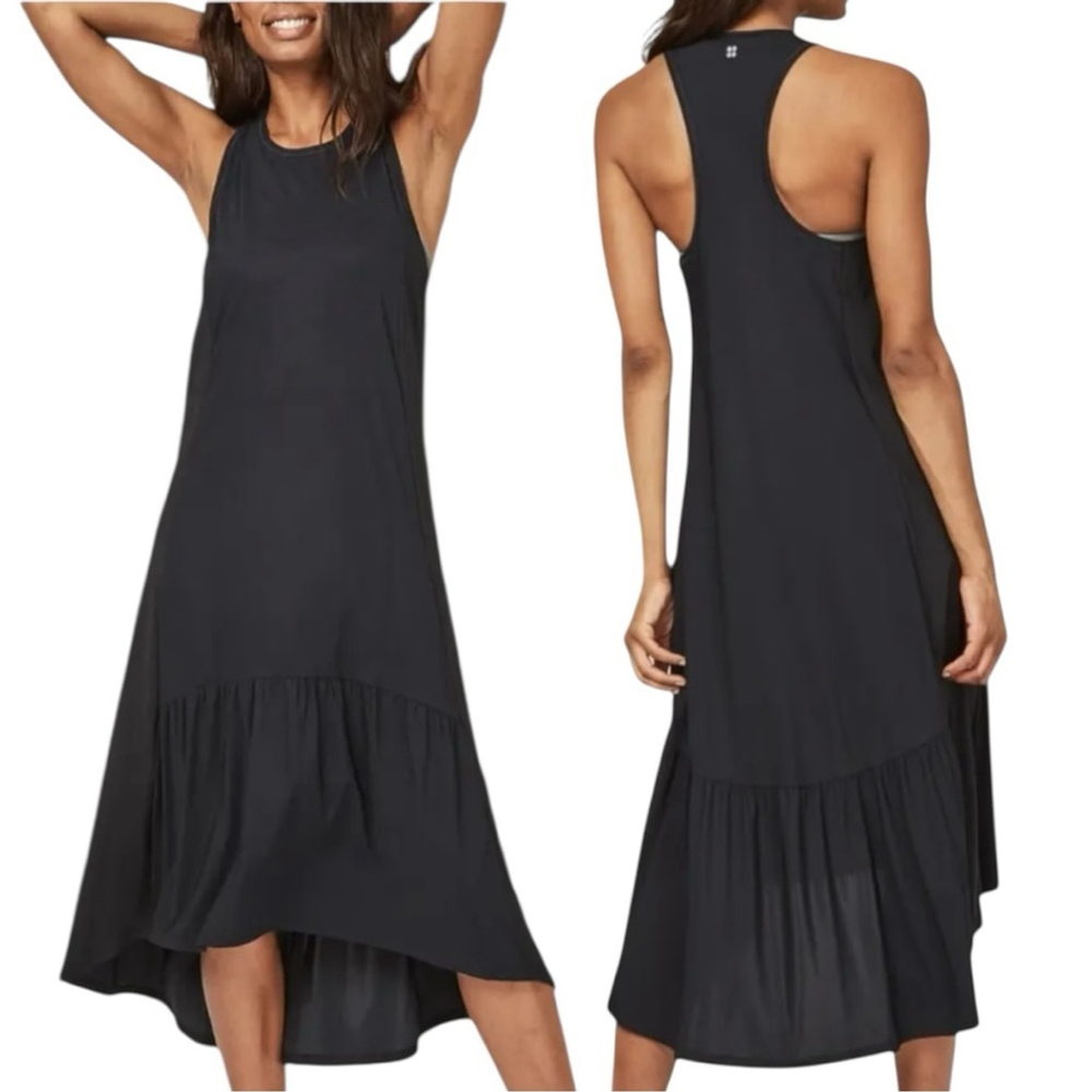 Sweaty Betty Ace Racerback Black Midi High Low Dress Size XL